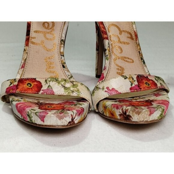 Sam Edelman Eleanor Floral Print Ankle Strap Heels Size 7 Women's Shoes - Picture 6 of 13